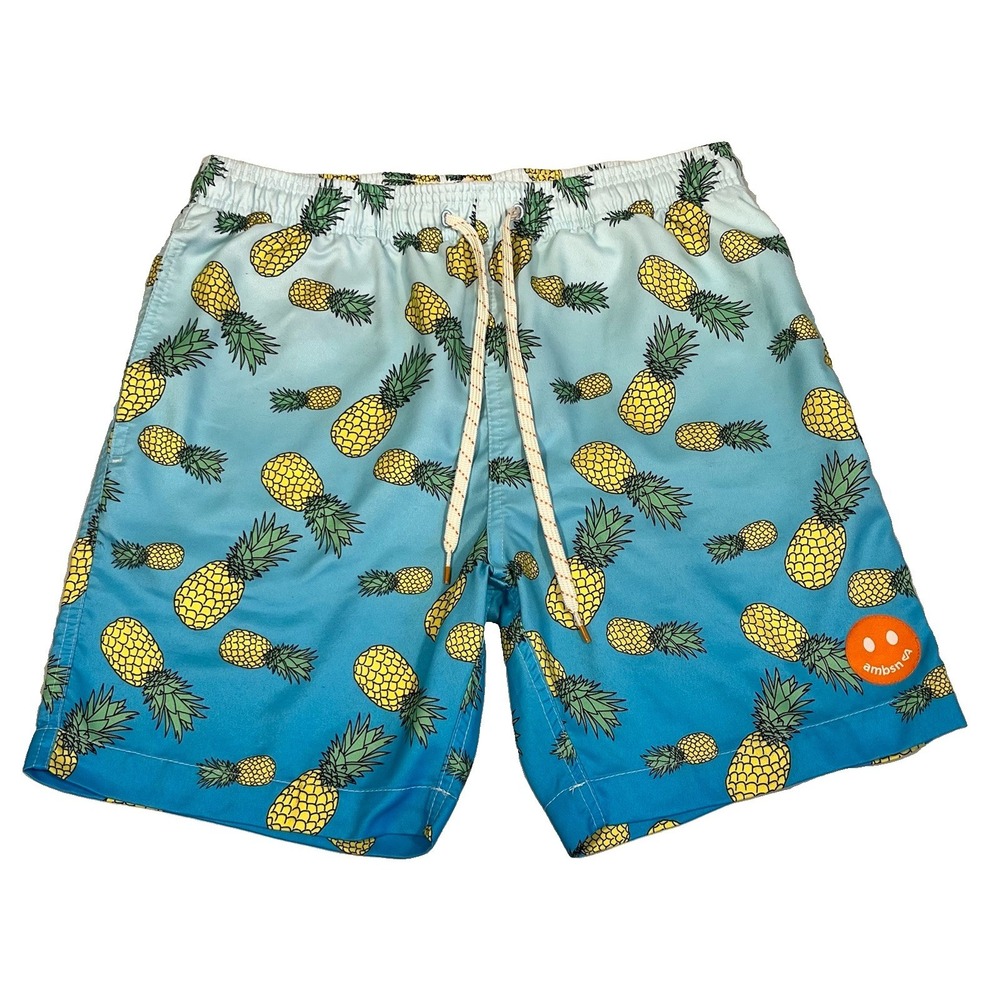 ambsn California Men's M Pineapple Swim Trunks Board Shorts Tropical Beach